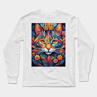 Copy of vibrant and colourful cat art design Long Sleeve T-Shirt